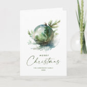 Cartes Pour Fêtes Annuelles Élégant Noël Sage Green Ornament Salutation (Devant)