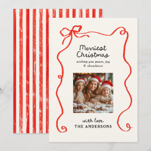 Cartes Pour Fêtes Annuelles Élégant Noël traditionnel arc rouge moderne