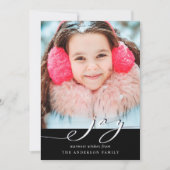 Cartes Pour Fêtes Annuelles Elégant noir et blanc Joy Script Photo (Devant)
