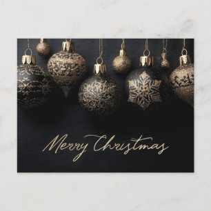 Cartes Pour Fêtes Annuelles Élégant Noir et Or Design ornements de Noël
