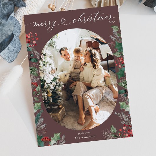 Cartes Pour Fêtes Annuelles Elégant noir mauve Joyeux Noël Photo