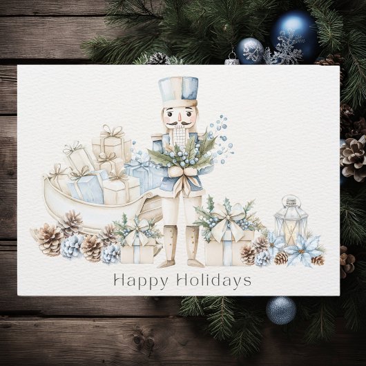 Cartes Pour Fêtes Annuelles Élégant Noisette Bleu Hiver Sleigh Happy