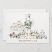 Cartes Pour Fêtes Annuelles Élégant Noisette Bleu Hiver Sleigh Happy (Devant)