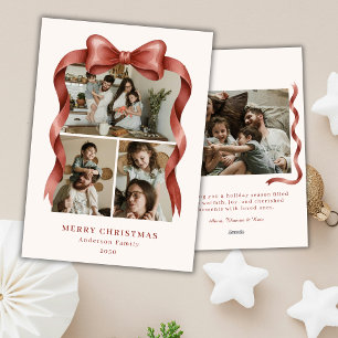 Cartes Pour Fêtes Annuelles Élégant Nostalgique Rouge Noeud Papier Christmas Q