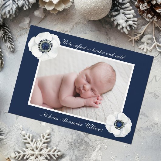 Cartes Pour Fêtes Annuelles Élégant Nouveau bébé bleu foncé Fleur photo Noël