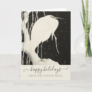 Cartes Pour Fêtes Annuelles Elégant Oiseau Blanc En hiver Noël De Neige
