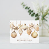 Cartes Pour Fêtes Annuelles Elégant or de Noël Aquarelle (Debout devant)