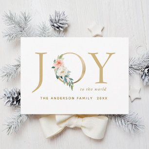 Cartes Pour Fêtes Annuelles Elégant or floral Joie Noël