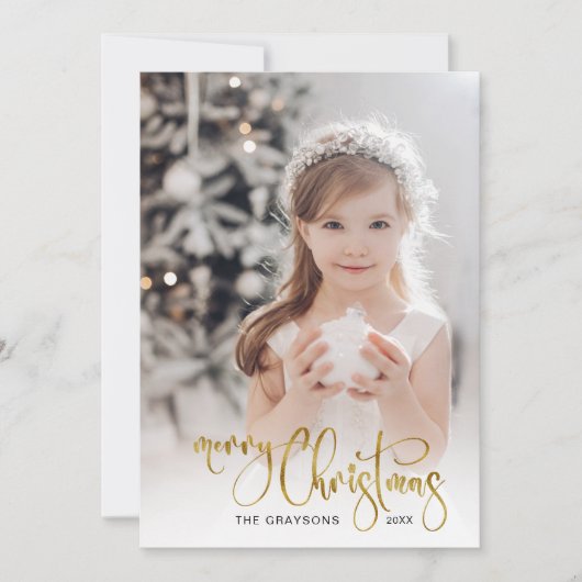 Cartes Pour Fêtes Annuelles Elégant or Joyeux Noël Calligraphie (Devant)