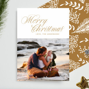 Cartes Pour Fêtes Annuelles Élégant or Joyeux Noël traditionnel
