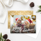 Cartes Pour Fêtes Annuelles Élégant or Joyeux script de Noël Photo