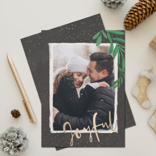 Cartes Pour Fêtes Annuelles Elégant or Joyful Photo de Noël