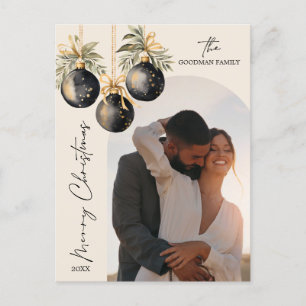 Cartes Pour Fêtes Annuelles Élégant or noir ornements Arch Photo Holiday