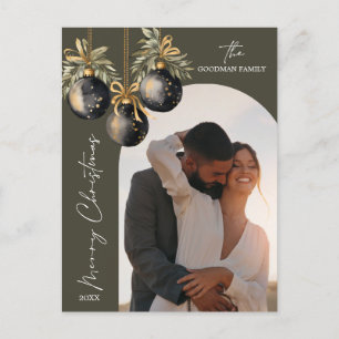 Cartes Pour Fêtes Annuelles Élégant or noir ornements Arch Photo Holiday