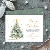 Cartes Pour Fêtes Annuelles Elégant or Script Aquarelle Arbre de Noël