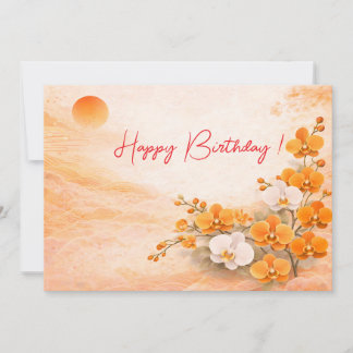 Cartes Pour Fêtes Annuelles Elegant Orange Orchid Birthday Card