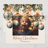 Cartes Pour Fêtes Annuelles Élégant ornement une photo 2025 (Devant / Derrière)