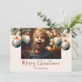 Cartes Pour Fêtes Annuelles Élégant ornement une photo 2025 (Debout devant)