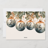 Cartes Pour Fêtes Annuelles Élégant ornement une photo 2025 (Dos)