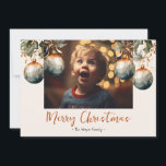 Cartes Pour Fêtes Annuelles Élégant ornement une photo 2025<br><div class="desc">Cette simple carte de Noël photo 2025 présente une aquarelle festive à feuillage persistant et ornementale sur un arrière - plan neutre. Customisez facilement ces cartes en utilisant la fonction de personnalisation.</div>