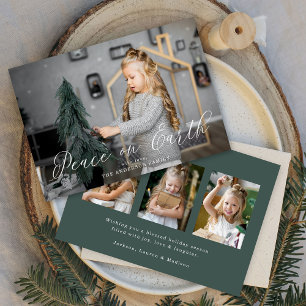Cartes Pour Fêtes Annuelles Élégant Paix sur Terre Écriture Sauge Foncé 4 Phot