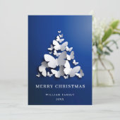 Cartes Pour Fêtes Annuelles Elégant papillon Monarque Noël Arbre de voeux (Debout devant)