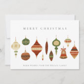 CARTES POUR FÊTES ANNUELLES ÉLÉGANT PASTEL ROUGE ÉTOILE VERT CHIRSTMAS ORNAMES (Devant)