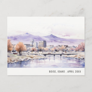 Cartes Pour Fêtes Annuelles Élégant paysage aquarelle de Boise, Idaho, voyage