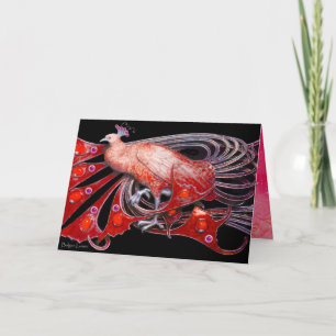 CARTES POUR FÊTES ANNUELLES ÉLÉGANT PEACOCK ROUGE AVEC PIERRES GEM