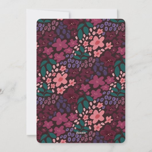 Cartes Pour Fêtes Annuelles Elegant Personalized Burgundy Floral Flat Card (Dos)