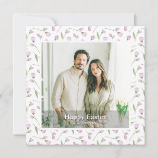 Cartes Pour Fêtes Annuelles Elegant Personalized Photo Floral Happy Easter