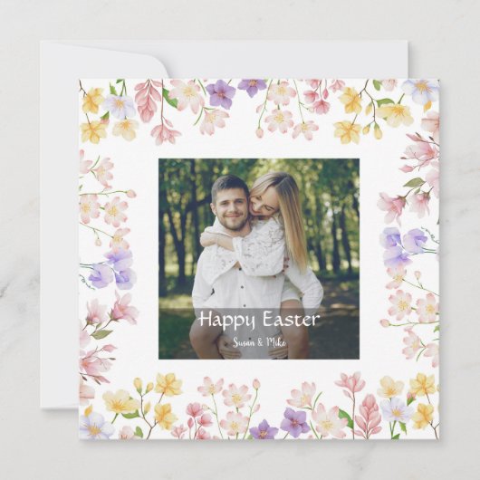 Cartes Pour Fêtes Annuelles Elegant Personalized Photo Happy Easter (Devant)