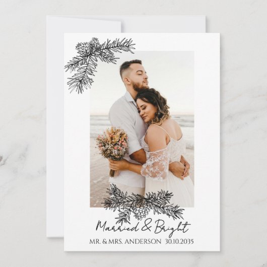 Cartes Pour Fêtes Annuelles Elegant Photo Married & Bright Simple Christmas (Devant)
