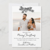 Cartes Pour Fêtes Annuelles Elegant Photo Married & Bright Simple Christmas (Dos)