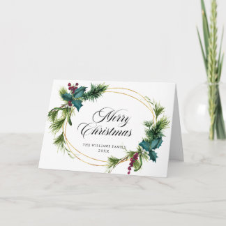 Cartes Pour Fêtes Annuelles Elégant Pine Fir Holly Berry Salutation de Noël