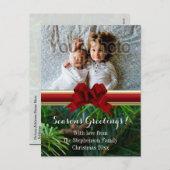 Cartes Pour Fêtes Annuelles Élégant Pine Gold Bow Noël (Devant / Derrière)