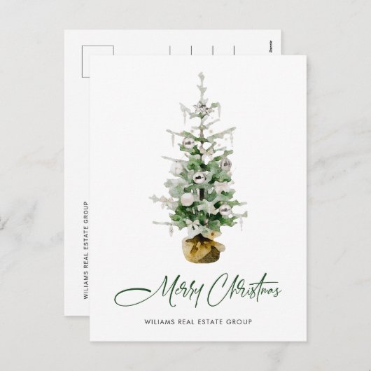 Cartes Pour Fêtes Annuelles Elégant Pine Tree Noël Société Salutation (Devant / Derrière)