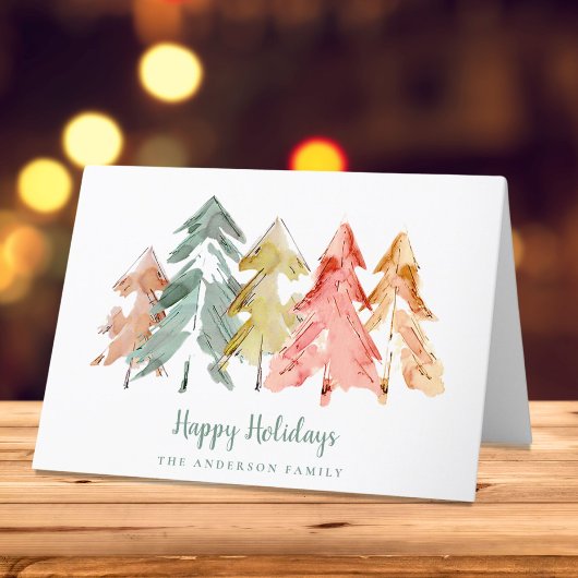 Cartes Pour Fêtes Annuelles Elégant Pine Trees Aquarelle Noël