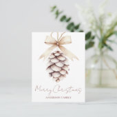 Cartes Pour Fêtes Annuelles Elégant Pinecone Aquarelle Noël (Debout devant)