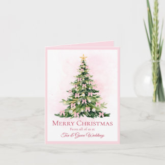 Cartes Pour Fêtes Annuelles Elegant Pink Non Photo Watercolor Tree Christmas