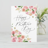 Cartes Pour Fêtes Annuelles Elégant Pink Peonies Photo Fête des Mères (Debout devant)