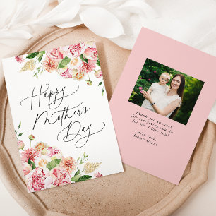 Cartes Pour Fêtes Annuelles Elégant Pink Peonies Photo Fête des Mères