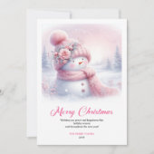 Cartes Pour Fêtes Annuelles Elegant Pink Snowman Editable Kids Christmas Cards (Devant)