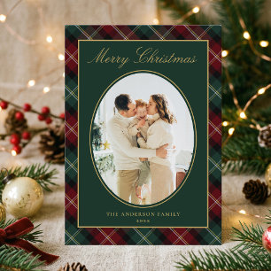 Cartes Pour Fêtes Annuelles Élégant Plaid Classique Photo de Famille Noël