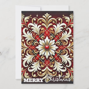 Cartes Pour Fêtes Annuelles Élégant plaid festif rouge blanc or