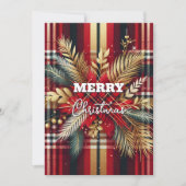 Cartes Pour Fêtes Annuelles Élégant plaid festif rouge et or (Devant)