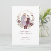 Cartes Pour Fêtes Annuelles Elegant Plum Holy Nativity Family Christmas Photo (Debout devant)