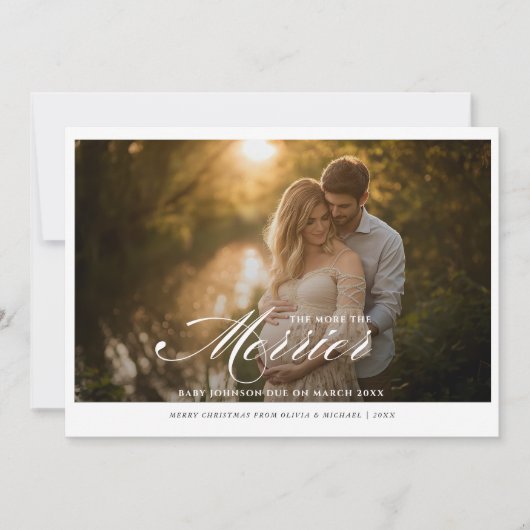 Cartes Pour Fêtes Annuelles Élégant Plus La Merrier Photo Grossesse (Devant)