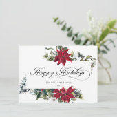 Cartes Pour Fêtes Annuelles Elégant Poinsettia Mistletoe Noël Salutation (Debout devant)