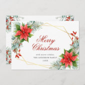 Cartes Pour Fêtes Annuelles Elégant Poinsettia Noël Mistletoe Salutation (Devant / Derrière)